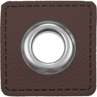 Ösenpatches für Kordeln - Lederimitat - dunkelbraun