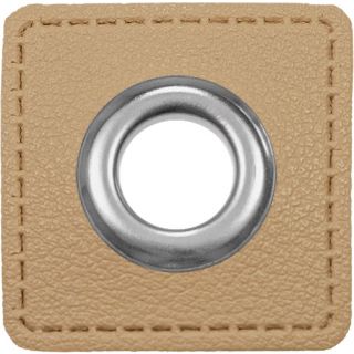 Ösenpatches für Kordeln - Lederimitat - beige