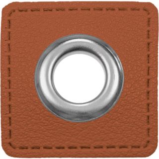 Ösenpatches für Kordeln - Lederimitat - camel
