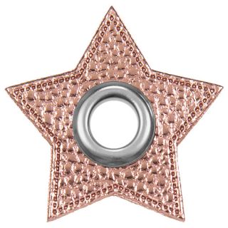 Ösenpatches für Kordeln - Lederimitat - Stern - metallic - rose