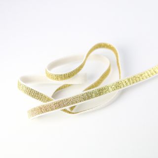 Gummiband - 10 mm - gold - weiss