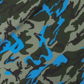 Baumwolljersey - Camouflage - grün - blau