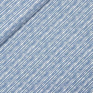 Baumwolljersey - schmale Streifen - taubenblau - weiß