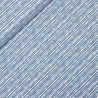 Baumwolljersey - schmale Streifen - taubenblau - weiß