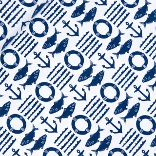 Baumwolljersey - Organic - Fische - marine