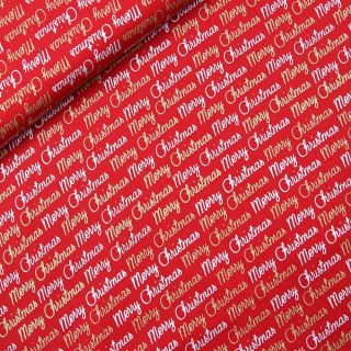 Baumwolle - Weihnachten - Merry Christmas - Schriftzug - rot, gold