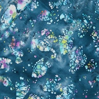 Baumwolle - Popeline - Batik - Meeresbewohner - blau