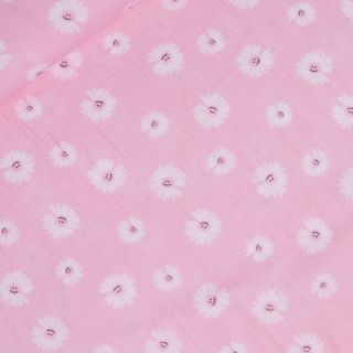 Baumwoll - Musselin -   Lachende Gänseblümchen - rosa