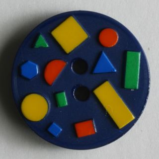 2-Loch-Knopf - 15 mm - Konfetti - blau