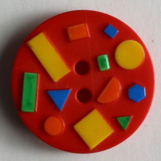 2-Loch-Knopf - 15 mm - Konfetti - rot