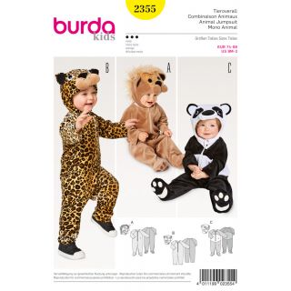 Schnittmuster - burda kids - Tieroverall – Löwe – Leopard – Panda – Kopfbedeckung - 2355