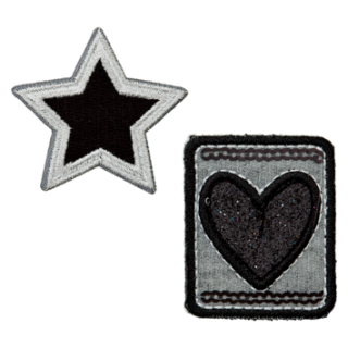 Applikation - Stern und Herz - 2er-Set - schwarz