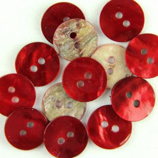 2-Loch-Knopf - 13 mm - Perlmutt - rot