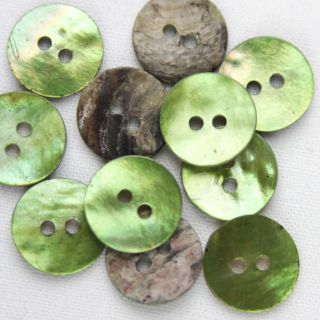 2-Loch-Knopf - 13 mm - Perlmutt - grün