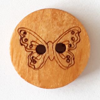 2-Loch_Knopf - 15 mm - Schmetterling - Echtholz