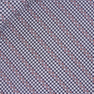 Baumwoll - Jacquard - Alpenrosen - Karo - blau - weiß