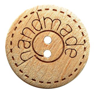 2-Loch-Knopf - 15 mm - Echtholzknopf - Handmade - braun