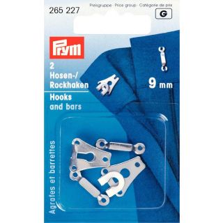 Prym - 2 Hosen/Rockhaken und Stege - 9mm - silber