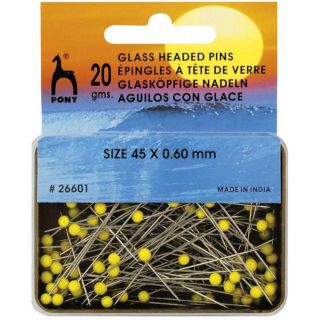 Pony - 20g Glaskopfstecknadeln - Stahl - 0,6x45 mm - gelb