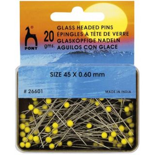 Pony - 20g Glaskopfstecknadeln - Stahl - 0,6x45 mm - gelb