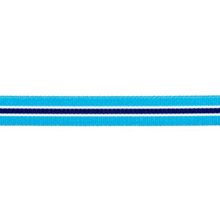 Ripsband - 16 mm - Streifen - türkis-navy