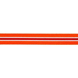 Ripsband - 16 mm - Streifen - orange-rot