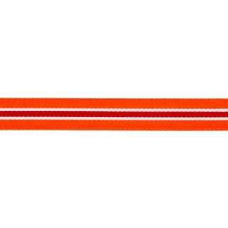 Ripsband - 16 mm - Streifen - orange-rot
