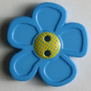 2-Loch-Knopf - 20 mm - Blüte - blau