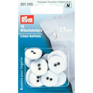 Prym - 14 Wäscheknöpfe - Leinen - 17mm/26&quot; - weiß