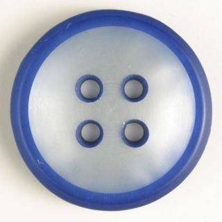 4-Loch-Knopf - 18 mm - transparent mit farbigen Rändern - blau