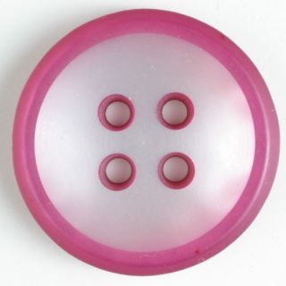 4-Loch-Knopf - 18 mm - transparent mit farbigen Rändern - pink