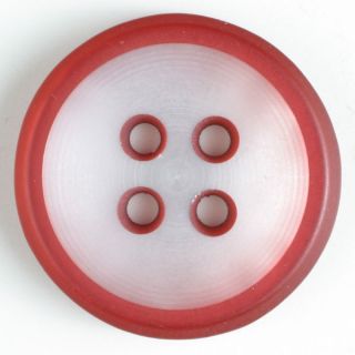 4-Loch-Knopf - 18 mm - transparent mit farbigen Rändern - rot