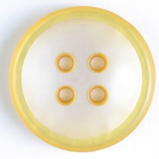 4-Loch-Knopf - 18 mm - transparent mit farbigen Rändern - gelb