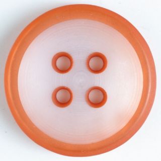 4-Loch-Knopf - 18 mm - transparent mit farbigen Rändern - orange