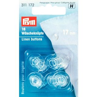 Prym - 16 Wäscheknöpfe - Kunststoff - 17mm/26&quot; - transparent