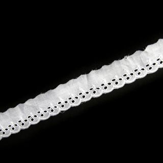 Baumwoll-Spitzenborte - Blümchen - 30 mm - weiss