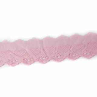 Baumwoll-Spitzenborte - Herzen - 50 mm - rose