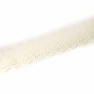 Baumwoll-Spitzenborte - Herzen - 50 mm - creme