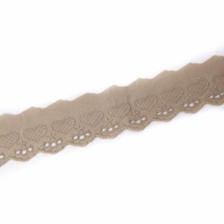 Baumwoll-Spitzenborte - Herzen - 50 mm - beige