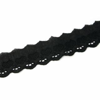 Baumwoll-Spitzenborte - Herzen - 50 mm - schwarz