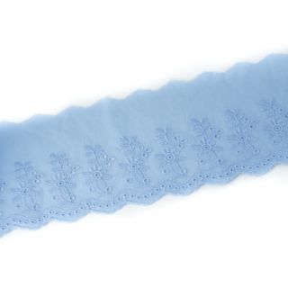 Baumwoll-Spitzenborte - Blumen - 90 mm - blau