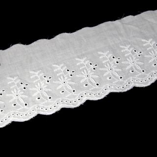 Baumwoll-Spitzenborte - Blumen - 90 mm - weiss