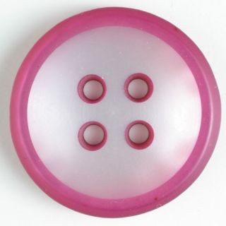 4-Loch-Knopf - 23 mm - transparent mit farbigen Rändern - pink