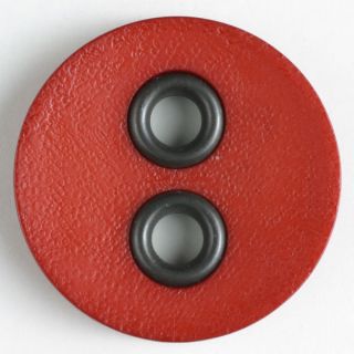 2-Loch-Knopf - 23 mm - Lederoptik - rot