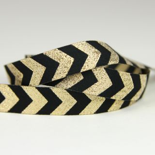 Webband - Chevron - schwarz, gold