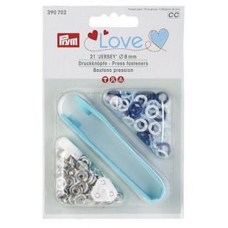 Prym Love - Jerseydruckknöpfe - blau, hellblau, weiß