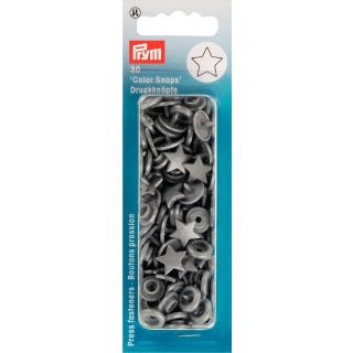 Prym Color Snaps Druckknöpfe 30 Stück Stern - grau