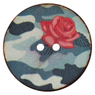 Kokosknopf - 2-Loch - Camouflage Rose - 40 mm