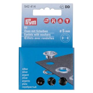 Prym - 80 Ösen mit Scheiben - Ø 5 mm - Vario Creative Tool - silber