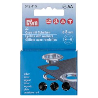 Prym - 32 Ösen mit Scheiben - Ø 8 mm - Vario Creative Tool - silber
